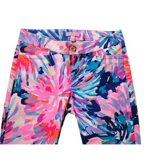 Lilly Pulitzer Kelly textured ankle length skinny pants multicolor size 0 - Picture 3 of 11